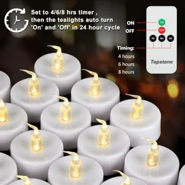 Topstone LED Tealight Candles with Timer & Remote