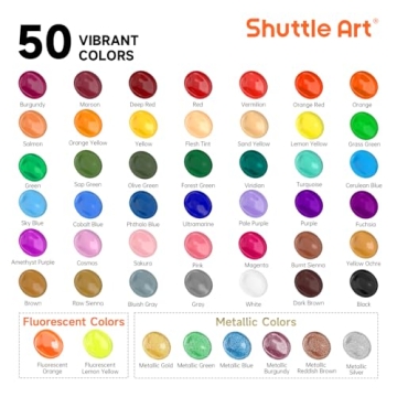 Shuttle Art 50 Colors Acrylic Paint Set for Artists