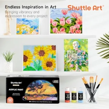 Shuttle Art 50 Colors Acrylic Paint Set for Artists
