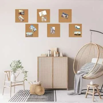 Cork Board Tiles 12"x12" - 1/2" Thick Bulletin Board Mini Wall with 50 Push Pins,Strong Self Adhesive Backing - 4 Pack