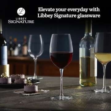 Libbey Signature Kentfield All Purpose Wine Glasses Set of 4, Red and White Long Stem Wine Glasses, Curvature Wine Glass Gift Set for All Occasions