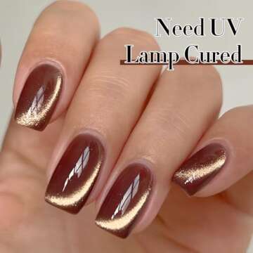 Double Rhythm 15ML Ice Glass Cat Eye Gel Polish with Magnet Holographic Glitter Shimmer Translucent Sheer Color Salon Soak Off Magnetic Nail at Home (Coffee Brown-MC1126)