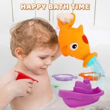 Baby Bath Toys for Kids Ages 1-3,13 Pcs Bathtub Toys for Babies 6-12-18 Months, Mold Free Bath Toys Toddlers 2-4 Years Old,Stacking Cups & Watering Can,Water Table Toys for Infants Boys Girls 1 2 3 4