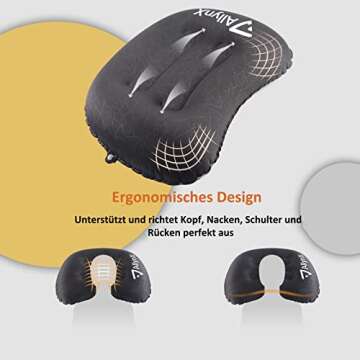 AllynX Camping Pillow, Ultralight Inflatable Compact Pillow for Neck & Lumbar Support While Camp, Backpacking, Graphite Black…