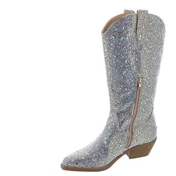 Betsey Johnson Women's Dalas Western Boot, Rhinestone, 8.5