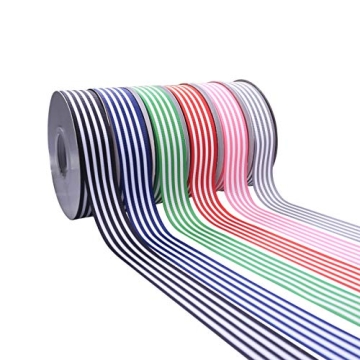 Stripe Grosgrain Ribbon 1 Inch, Multi Color Premium Christmas Fabric Ribbon for Gift Wrapping Weddin...
