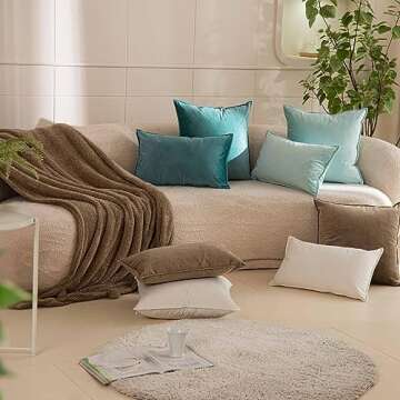 JUSPURBET Stone Decorative Lumbar Velvet Throw Pillow Covers 12x20 inch Set of 2,Broadside Soft Cushion Case with Invisible Zipper for Sofa Couch Bed