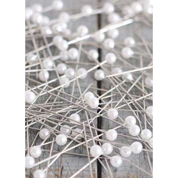 2.5"L 150Pcs White Round Headed Pins Corsages pin Straight Head Pins Dressmaking Dressmaker Pins Corsage Florists Sewing Pin for Wedding Flowers Buttonholes Corsages Bridal Floral Craft