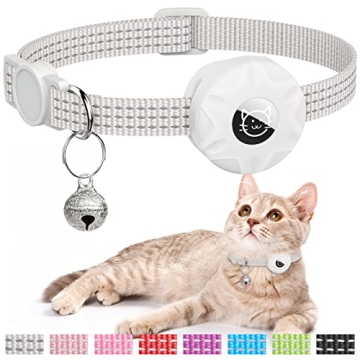AirTag Cat Collar, Reflective Kitten Collar Breakaway Apple Air Tag Cat Collar, GPS Cat Collar with ...