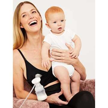 Motherhood Maternity Women's Hands Free Pumping Seamless Clip Down Nursing Bra for Breastfeeding, Black, Medium