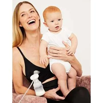 Motherhood Maternity Women's Hands Free Pumping Seamless Clip Down Nursing Bra for Breastfeeding, Black, Medium