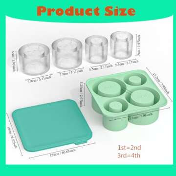 Silicone Ice Cube Tray for Tumbler,Ice Cube Mold with Lid for Freez Drink,Chilling Whiskey,Cocktail,Easy Release 4 In1 Ice Maker for Cup,Water Bottle,10-40oz (green)