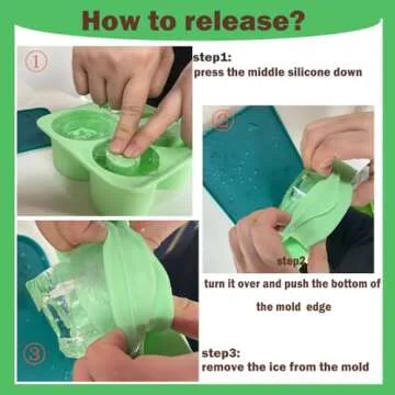 Silicone Ice Cube Tray for Tumbler,Ice Cube Mold with Lid for Freez Drink,Chilling Whiskey,Cocktail,Easy Release 4 In1 Ice Maker for Cup,Water Bottle,10-40oz (green)