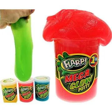 JA-RU Mega Flarp Glow in The Dark Noise Putty 1 LB Pound New (1 Unit Assorted) Scented Glow Party Favors Goodie Slime for Kids and Adults | Item #344-1A
