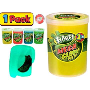 JA-RU Mega Flarp Glow in The Dark Noise Putty 1 LB Pound New (1 Unit Assorted) Scented Glow Party Favors Goodie Slime for Kids and Adults | Item #344-1A