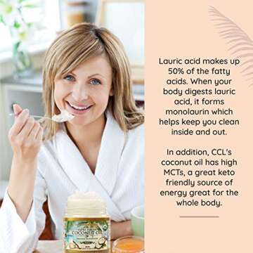 Coconut Country Living's Extra Virgin Coconut Oil - Cold Pressed, Unrefined organic Superfood for Hair, Skin, Beauty, Cooking - Keto & Paleo Diet Friendly - 16.91 oz