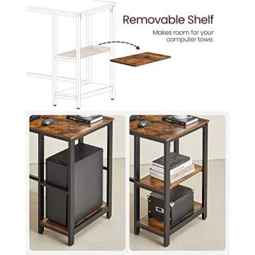 VASAGLE L-Shaped Computer Desk, Corner Desk, 54-Inch Writing Study Workstation, Rustic Brown and Black ULWD72X​