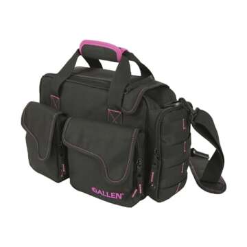 Allen Company Dolores Women's Compact Shooting Range Bag - Gun Storage Pouches for Handguns, Shooting Glasses, Gloves, Ear Protection, and Other Accessories - Black/Pink - 13" x 4.5"