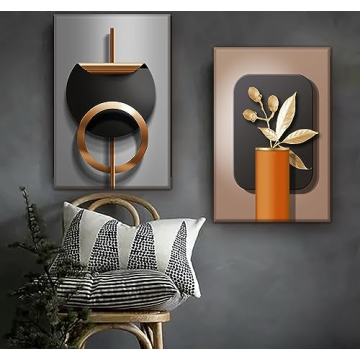 Luxury Geometric Black Gold Canvas Wall Art