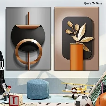 Luxury Geometric Black Gold Canvas Wall Art