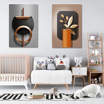 Luxury Geometric Black Gold Canvas Wall Art