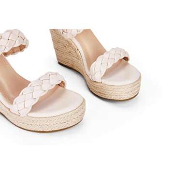 Coutgo Womens Wedge Platform Sandals Espadrilles Two Strap Woven Slip On Summer Cute Slide Sandals…