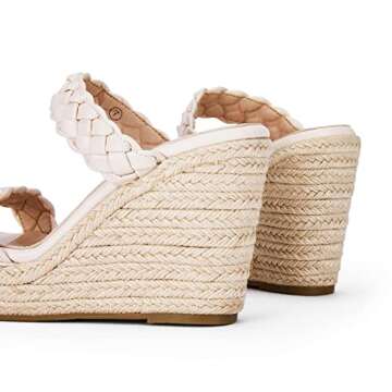 Coutgo Womens Wedge Platform Sandals Espadrilles Two Strap Woven Slip On Summer Cute Slide Sandals…