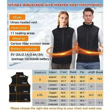 PANGTIKU Heated Vest - Electric Warming 11 Heating Zones
