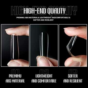 Michelle False Nails Tips 504pcs Long Square Press on Nails Pre-shape Gel Nail Tips for Full Cover Acrylic Nails Fake Nails For Nail Extension Home DIY Nail Salon Gelly Tips