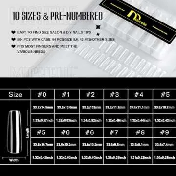 Michelle False Nails Tips - 504 pcs Durable Square Nail Set