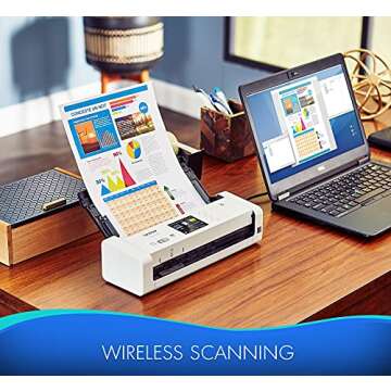 Brother Wireless Document Scanner, ADS-1700W, Fast Scan Speeds, Easy-to-Use, Ideal for Home, Home Office or On-the-Go Professionals (ADS1700W), white