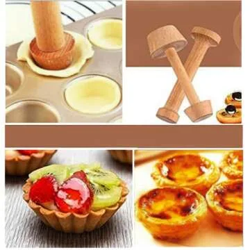 POFUIERKN Double Sided Wooden Tart Tamper Set for Baking