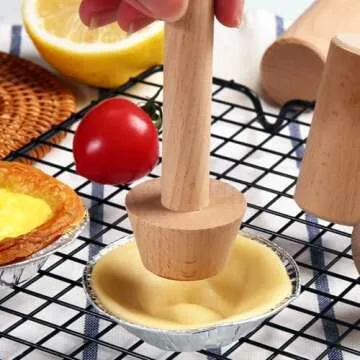 POFUIERKN Double Sided Wooden Tart Tamper Set for Baking