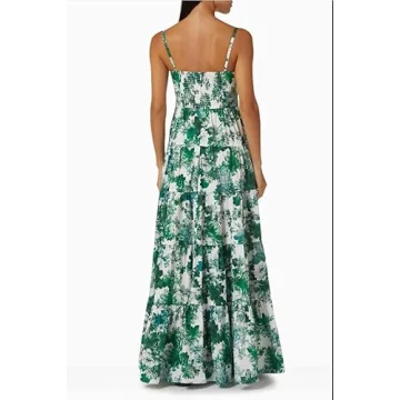 Women Y2k Boho Maxi Dress Vintage Floral Tie Shoulder Strap Sleeveless A Line Long Dress Summer Beach Flowy Dresses