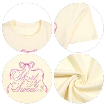 Country Music Concert Shirt Women Short N' Sweet Tour Oversized Shirt Coquette Bow Graphic Tee Music Lover Gift Top Apricot