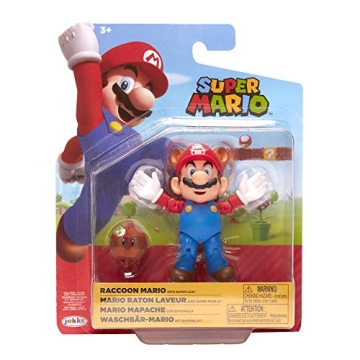 Super Mario Raccoon Mario 4" Articulated Action Figure