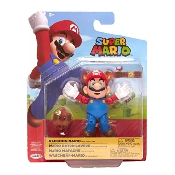 Super Mario Raccoon Mario 4" Articulated Action Figure