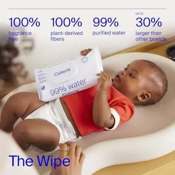 Coterie Baby Wipes, 8 Pack, 448 Count, Unscented Wipes, 99% Purified Water, Plastic-Free & Plant Derived Fibers, Fragrance Free Hypoallergenic Sensitive Skin Baby Essentials, Clean Ingredients