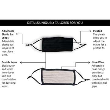 Simlu 3 Pack Unisex Reusable Adjustable Face Masks