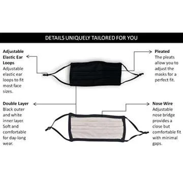 Simlu 3 Pack Unisex Reusable Adjustable Face Masks