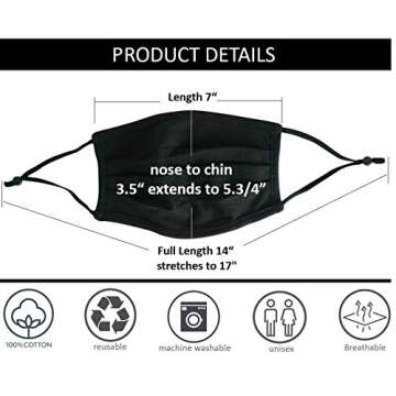 Simlu 3 Pack Unisex Reusable Adjustable Face Masks