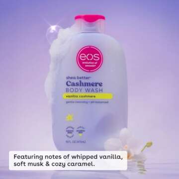 eos Shea Better Cashmere Body Wash, Vanilla Cashmere, Moisturizing and Nourishing, pH Balanced Creamy Gel Formula, Paraben & Phthalate Free, Sensitive Skin,16 fl oz