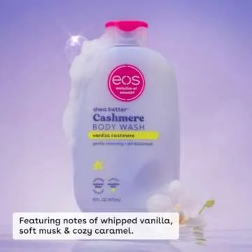 eos Shea Better Cashmere Body Wash, Vanilla Cashmere, Moisturizing and Nourishing, pH Balanced Creamy Gel Formula, Paraben & Phthalate Free, Sensitive Skin,16 fl oz