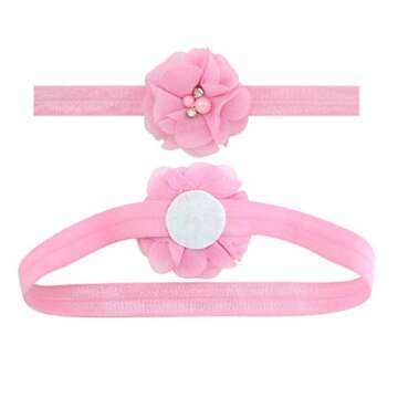 WillingTee 20colors 2" Glitter Flowers Headbands Baby Girls Headbands Flowers Soft Hair Band Headwear Hair Accessory for Baby Girls Newborns Infants Toddler and Kids