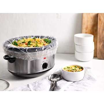 PanSaver Slow Cooker Liners - Disposable Liners with Sure Fit Band for Snug Fit - Instant Cleanup wi...