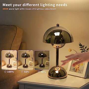 ELINKUME Table Lamp with Touch Control,3000K Warm Light Bedside Lamp with Cord,Infinitely Dimmable M...