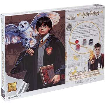 Dimensions PaintWorks Hedwig and Harry Potter Paint by Number Kit for Adults and Kids, Finished Project 11" x 14", Multicolor 15 Piece