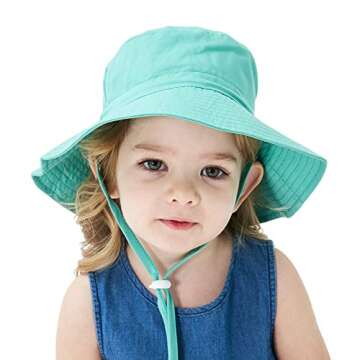 Baby Sun Hat Toddler Summer UPF 50+ Sun Protection Baby Boy Hats Beach Hats Wide Brim Bucket for Baby Girl Adjustable Kid Cap Navy Small