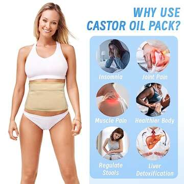 Castor Oil Pack Wrap, Organic Castor Oil Packs for Liver Detox, Castor Oil Compress Reusable for Wai...