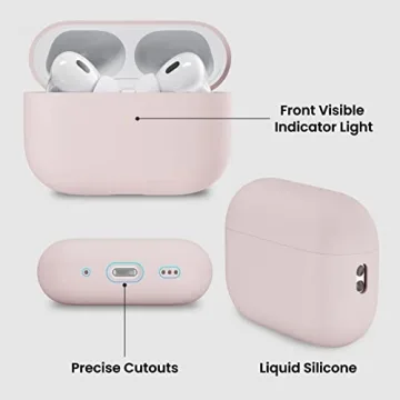 ORNARTO Compatible with AirPods Pro 2 Case 2022, Full Protective Hybrid Silicone for AirPods Pro 2nd Generation Case, Front LED Visible Skin Cover-Pink